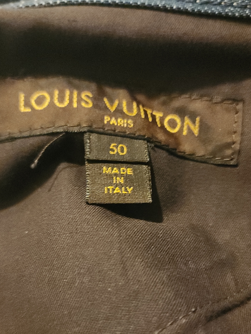 Louis Vuitton Men’s Dark Blue Denim Jeans with Yellow Stitching (Euros Size 50) - Picture 5 of 5